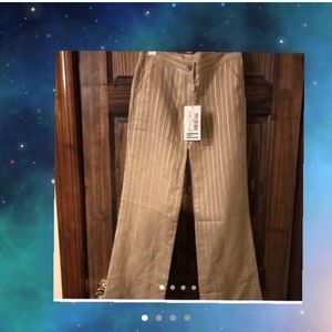 $160 💜 Pin strip & light tan beige wide leg pants